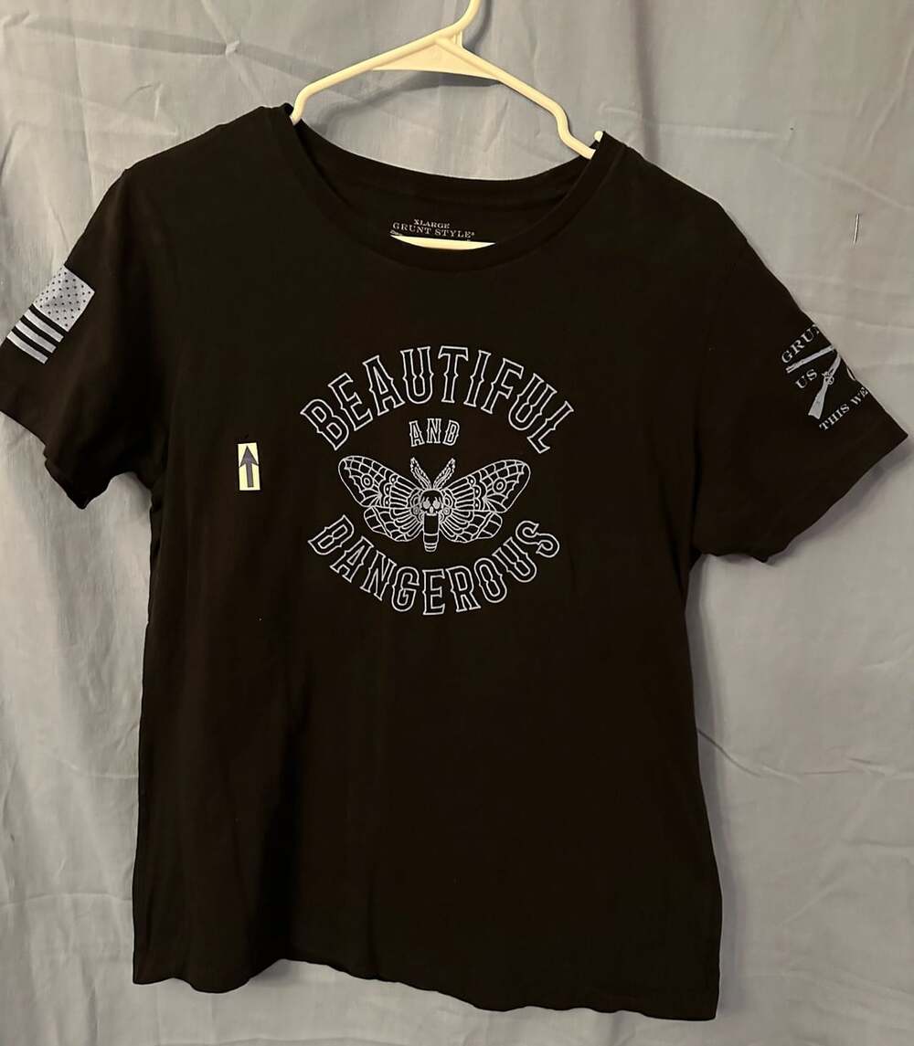 Grunt Style Beautiful And Dangerous T-Shirt, Size XL, Black Moth Graphic